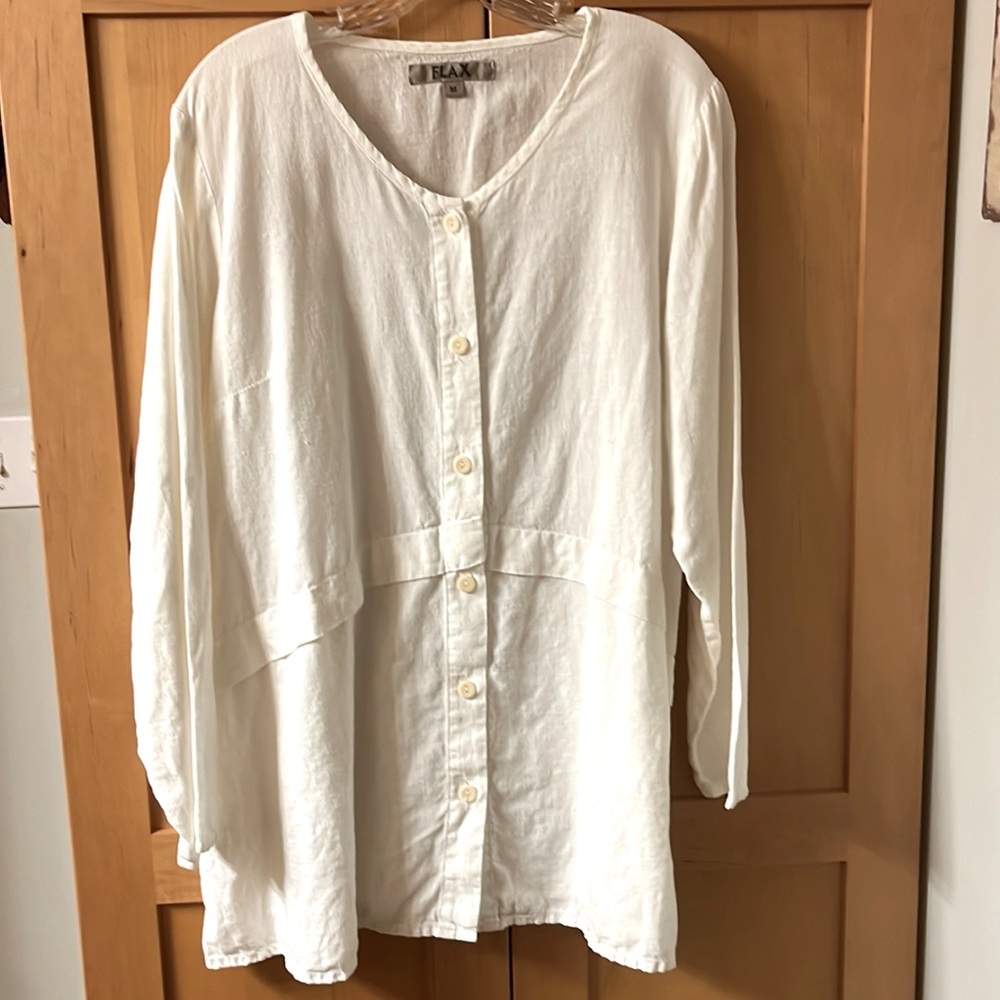 Flax 100% women’s long sleeve long blouse.